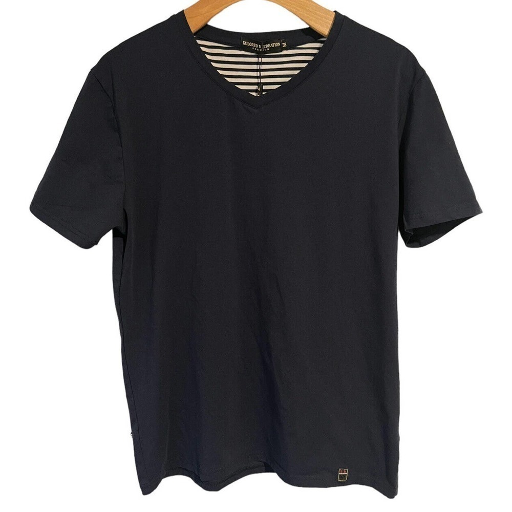 Tailored Recreation Mens V Neck Short Sleeve Tee Navy Blue